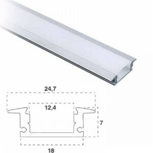 Profilo Alluminio Incasso 2mt Bianco completo di cover Opaca, Tappi e Clip